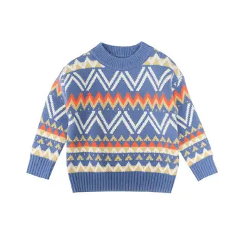Нов момче сгущает пуловери корейски О-образно деколте печат пълен Детски дрехи 2-10 години децата есен и зима пуловер пуловер