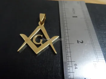 Нов мъжки масонски емблема колие с висулка бижута от неръждаема стомана, злато