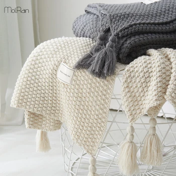 Нов прием на каре хвърли едно одеяло възли обикновена завивки за легла с пискюли високо качество топъл удобен Cobertor Home
