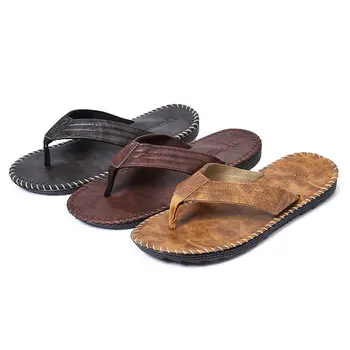 Нов прием на летните мъжки чехли високо качество плажни сандали нескользящие мъжки чехли Zapatos Hombre Ежедневни обувки естествена кожа
