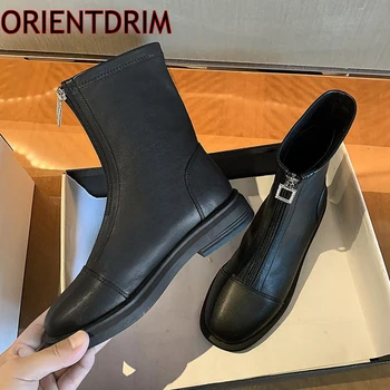 Нов черен Мартин ботуши женски глезена предната светкавица зима водоустойчив нескользящая обувки, Дамска мода открит обувки 2020 гореща 36-40