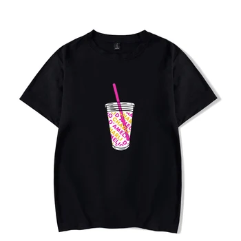 Нова бяла тениска Ice Coffee Splatter T-shirt Andrzej Damelio Момиче T Shirt Summer Tops Print Oversize О-образно деколте с къс ръкав за унисекса