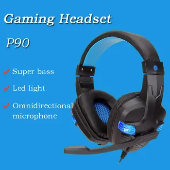 Нова детска слушалки P90 Super Bass Game Headphone LED Light с всенаправленным микрофон за компютър, лаптоп PS4 Gamer 2019