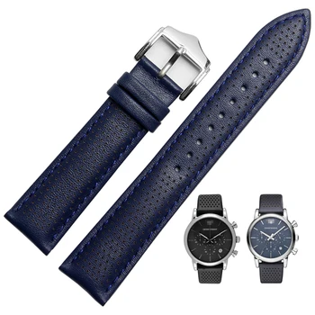Нова каишка за часовник от естествена кожа 20 mm 22мм за AR1735 AR1736 AR1737 кожена каишка на мъже, жени гривна за часа