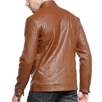 Нова марка Мотоциклетът кожено яке за мъже Jaqueta De Couro Masculina за мъже PU изкуствена кожа курточка бомбер мъжки палта, за бъдещи майки якета