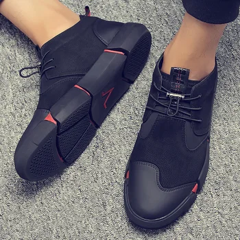 Нова марка на високо качество на всички черни мъжки кожени ежедневни обувки Мода дишащи обувки мода апартамент голям плюс размер на 459