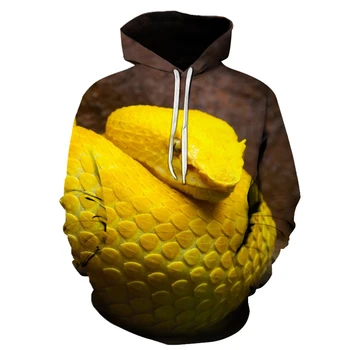Нова мода 3D принт качулки смешно унисекс качулки змия питон Вълк животински принт пуловер ръкав градинска облекло hoody качулки