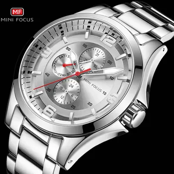 Нова мода бизнес часовници мъжки часовник водоустойчив топ марка луксозен дизайн хронограф от неръждаема стомана Relogio Masculino MINI FOCUS