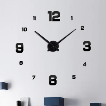 нова мода сам акрилни огледални стенни часовници Европа 3d големи кварцов часовник натюрморт часове на всекидневна, декориране на дома етикети