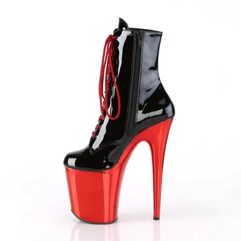 Нова мода секси рицар женски 8 инча висок ток, платформа ботильоны жените Есен Зима обувки 15-23 см черен Полюс танци ботуши