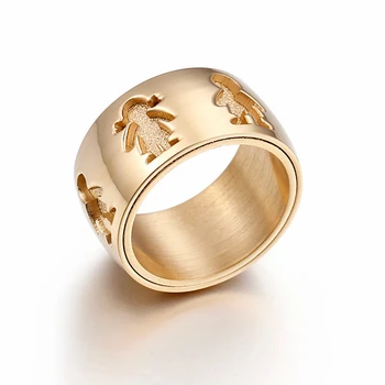 Нова неръждаема стомана, злато момиченце и момче на 12 мм ширина на пръстена за жени с добро качество на годежни пръстени, за семейства Любов