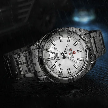Нови NAVIFORCE топ Марка военни часовници мъжка мода ежедневни пълен стоманена Спорт Кварцов ръчен часовник мъжки часовник Relogio Masculino