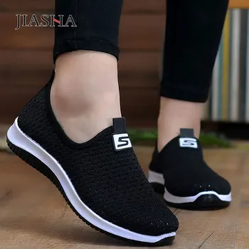 Нови дамски Вулканизированные обувки Дамски маратонки на равна подметка с дишаща мрежа лоферы Дамски обувки слипоны Дамски обувки Zapatos De Mujer