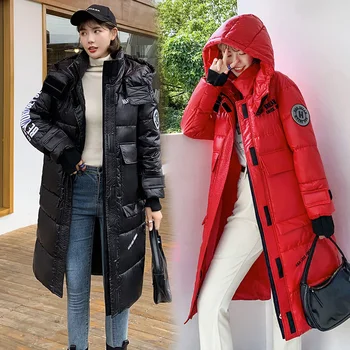 Нови дамски паркове зима 2020 корейски дебел Пух памук топло палто дълго за жени балон фугу елегантен