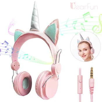 Нови Еднорог кабелни слушалки момиче е дъщеря на музика на стерео слушалки с микрофон телефон gamer PC компютърни слушалки деца подаръци за Рожден Ден