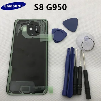 Нови оригинални задни секцията батерия за Samsung Galaxy S8 edge G950 G950f задната със стъклен капак на корпуса с логото + стикер+инструменти