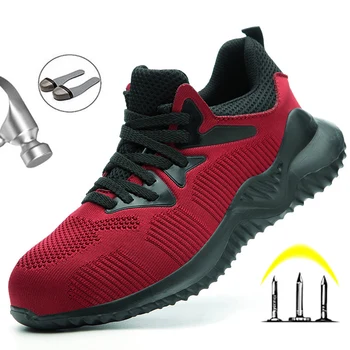 Нови работни обувки сигурност за мъже стомана Toe Cap анти-съкрушителен работни ботуши дишащ външен изграждане на обувки работа плюс Размер 48