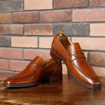 Нови Удобни Мъжки Обувки От Естествена Кожа, Мокасини Мъжки Обувки Качествена Кожена Обувки Мъжки Апартаменти Гореща Разпродажба Мокасини Обувки