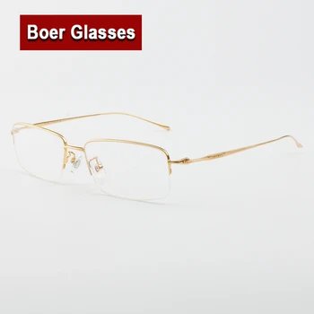 Новоприбывшие бизнес мъжки слънчеви очила от чист титан halfrim Optical Frame Rx able Spectacle Reading Късогледство Eye Glasses LB6640