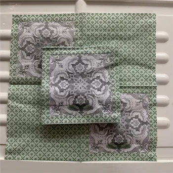 Ноември маса хартиени салфетки елегантна тъкан реколта кърпа цвете зелен модел рожден ден сватбата е начало на един красив декор 20