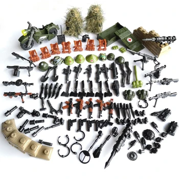 Обичай военен набор от армейского оръжия и аксесоари ,модерен боен пакет военни строителни блокове играчка