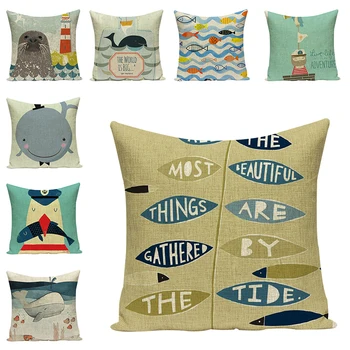 Океан Home Decor декоративна сладък риба Pattern калъфка нова мода Nordic Style Кит калъфи за дивана семеен подарък