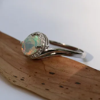 Опаловое пръстен натурален скъпоценен камък овал 6*8 мм с стерлинговым сребро 925 проба прост дизайн, изящни бижута за жени сватба облекло добър подарък TBJ