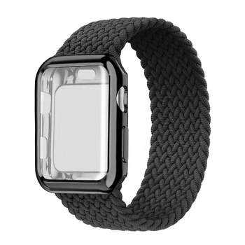 Оплетена каишка Solo Loop за Apple Watch Band 40 мм 44 мм 42 мм 38 мм еластичен найлонов гривна+TPU калъф iWatch series 6 5 4 3 se band