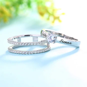 Оптовое Произведено По Поръчка На Годежен Пръстен Promise Ring For Her Lady Birthstone&Name Rings Set With Cubic Цирконий Ring Size 6-12