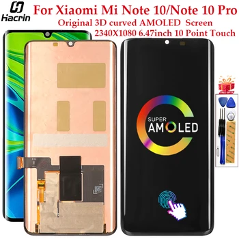Оригинален AMOLED дисплей за Xiaomi Mi Note 10 LCD сензорен дисплей дигитайзер, монтаж на LCD дисплея, за Xiaomi Mi Note 10 Pro Екран