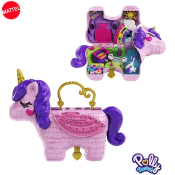 Оригинален Mattel Polly Pocket Surprise Unicorn Birthday Party Girls Sweet Dolls Handpack Treasure Box Бебешки Аксесоари, Играчки За Подарък