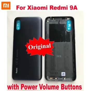 Оригинален нов най-добър задната част на кутията на батерията корпус, врати и задната част на кутията с бутони за регулиране на силата на звука за Xiaomi Redmi 9А телефон черупки части