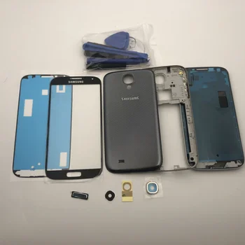 Оригинален пълен корпус калъф средната рамка + задна капачка + стъкло обектив + бутон резервни части за Samsung Galaxy S4 i9500 SM-I9505
