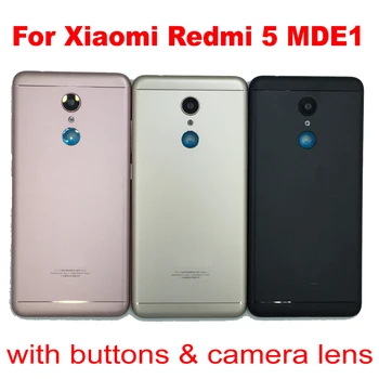 Оригиналната задната част на кутията на батерията корпус корпус за телефон Xiaomi Redmi 5 MDE1 с бутони за регулиране на силата на звука на хранене и обектива на камерата +слот за Sim-карти