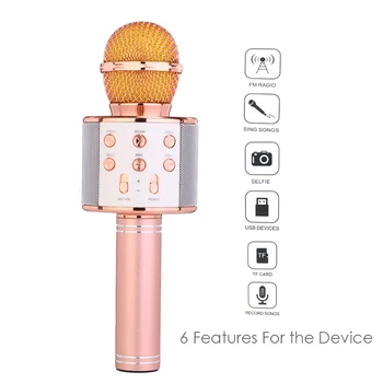 Оригиналната мода WS858 Bluetooth Безжичен микрофон магически Караоке микрофон за мобилен телефон, плейър, микрофон, високоговорител запис на музика