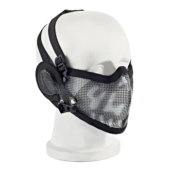 Открит Еърсофт, тактическо дишаща стоманена тел с ухо защита маска многофункционален оцеляване на играта CS пейнтбол Маска камуфлаж