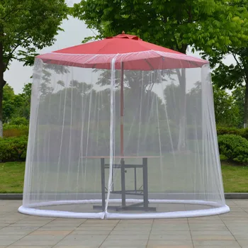 Открит кръгъл вътрешен двор чадър mosquito net Мрежа екран с цип вътрешен двор маси за пикник чиста капачка