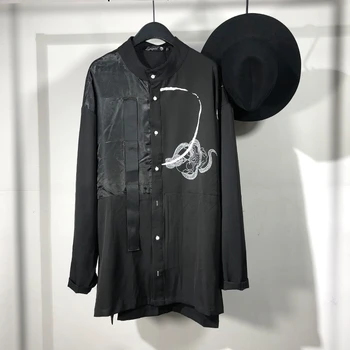 Оуен seak мъжки ежедневни риза готически дрехи Мъжки хип-хоп потници тениски есен големи High Streetwear с дълъг ръкав, черна риза