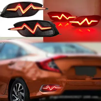 Оформление на автомобила за Honda Civic 10th 2016-2018 LED фарове вежди Вежди дневен ходова светлини DRL с динамично жълт поворотником