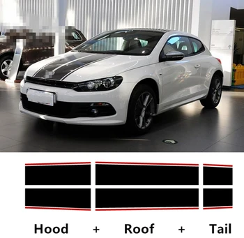 Оформление на автомобила за Volkswagen Scirocco GTS предния капак на автомобила+покрив+опашката етикети стикери за украса на купето на автомобила винилови етикети