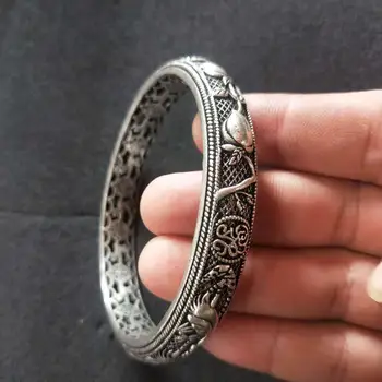 очарователен тайландски Сребърен античен госпожица рожден ден гривна от черен Тибетски сребърен пръстен Мяо сребро