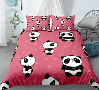 Панда 3D комфорт на корицата комплекти легла одеяло чаршаф калъфка домашен текстил спалня комплект легла