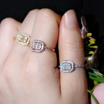 Пера класически Принцеса нарязани блестящ кубичен цирконий rose gold голям Verlovings пръстени пръсти за сватбени тържества сватба Марка на партията Jewerly R138