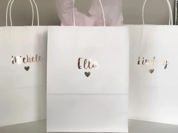 Персонални сребърен ни сватба булката мома благодаря на подаръчни торбички, подаръчни торбички, булката-персонализирани подаръци пакети