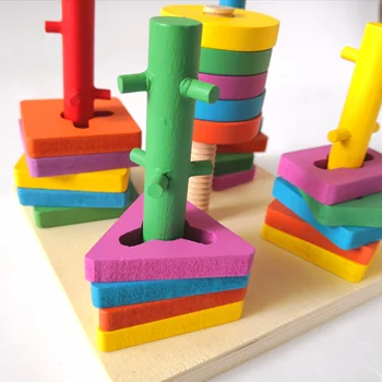 Пет реда и пет колони набор от градивни блокове за високо качество на геометрията на дървен материал свързване на дървени играчки образователни играчки цветни блокове Коледен подарък