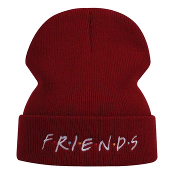 писмо на приятели шапки, шапка памук гъвкава мека топла мода зимни шапки за ски приятелство вязаный череп капачка