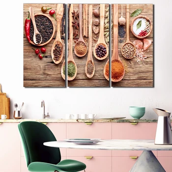 Плакати и щампи стенно изкуство платно Живопис 3шт хранителни подправки декоративни картини за кухня и трапезария подаръци за дома интериор