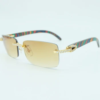 Планински кристал квадратни слънчеви очила луксозни дървени рог на бизон 3 мм Диамант Картер слънчеви очила Моден мъжки слънчеви очила без рамки цвят очила