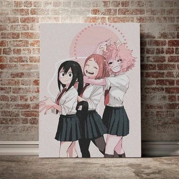 Платно HD Printed Bnha Girls Ochaco Tsuyu Ashido Wall Painting Art плакат Home Decor Pictures хол модулна без рамка