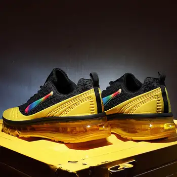 Платформа човек обувки леки, меки мъжки спортни обувки въздушна възглавница мъжки маратонки окото дишаща мъжки Жълт, спортни обувки нов P2